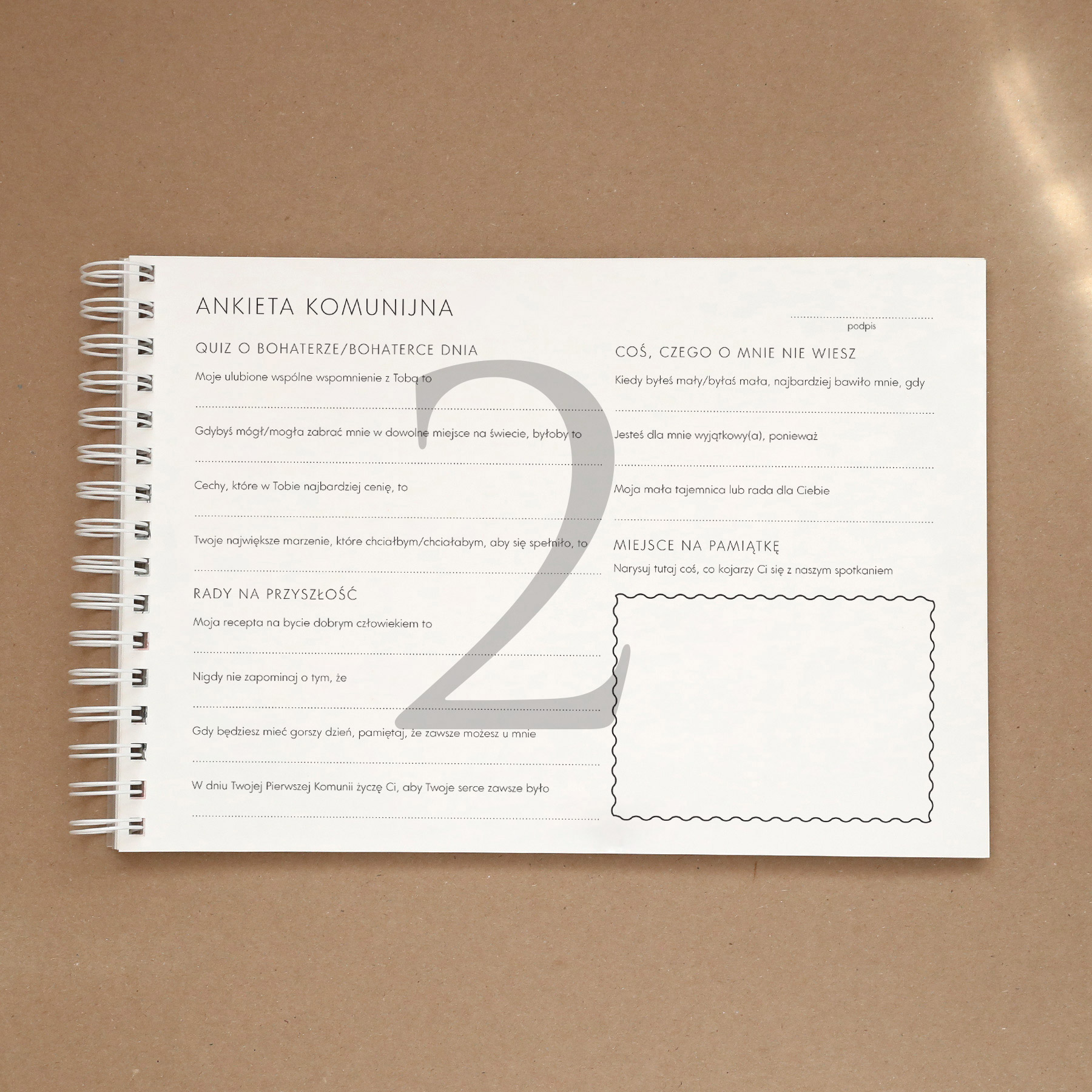 Księga gości na przyjęcie komunijne